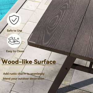 Outdoor Dining Tale for 6 with 1.93 Inch Umbrella Hole for Garden-Dark Brown