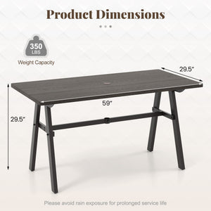 Outdoor Dining Tale for 6 with 1.93 Inch Umbrella Hole for Garden-Dark Brown