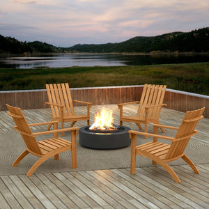 Outdoor Durable Patio Acacia Wood Adirondack Lounge Armchair-Natural