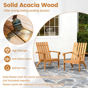Outdoor Durable Patio Acacia Wood Adirondack Lounge Armchair-Natural