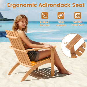 Outdoor Durable Patio Acacia Wood Adirondack Lounge Armchair-Natural