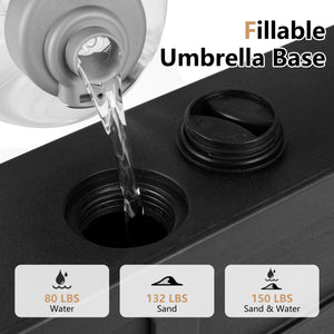 Outdoor Fillable Umbrella Base with Wheels Water Sand Weighted Umbrella Stand-Black