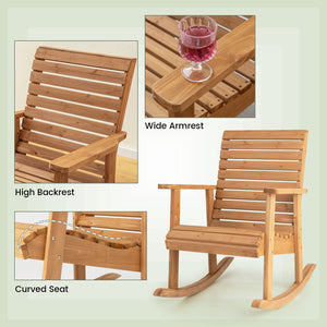 Outdoor Fir Wood Rocking Chair with High Backrest