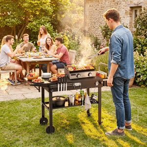 Outdoor Grill Cart  Foldable Grilling Table for Blackstone Griddle with 31â€ x 17â€ Tabletop