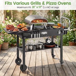 Outdoor Grill Cart  Foldable Grilling Table for Blackstone Griddle with 31â€ x 17â€ Tabletop