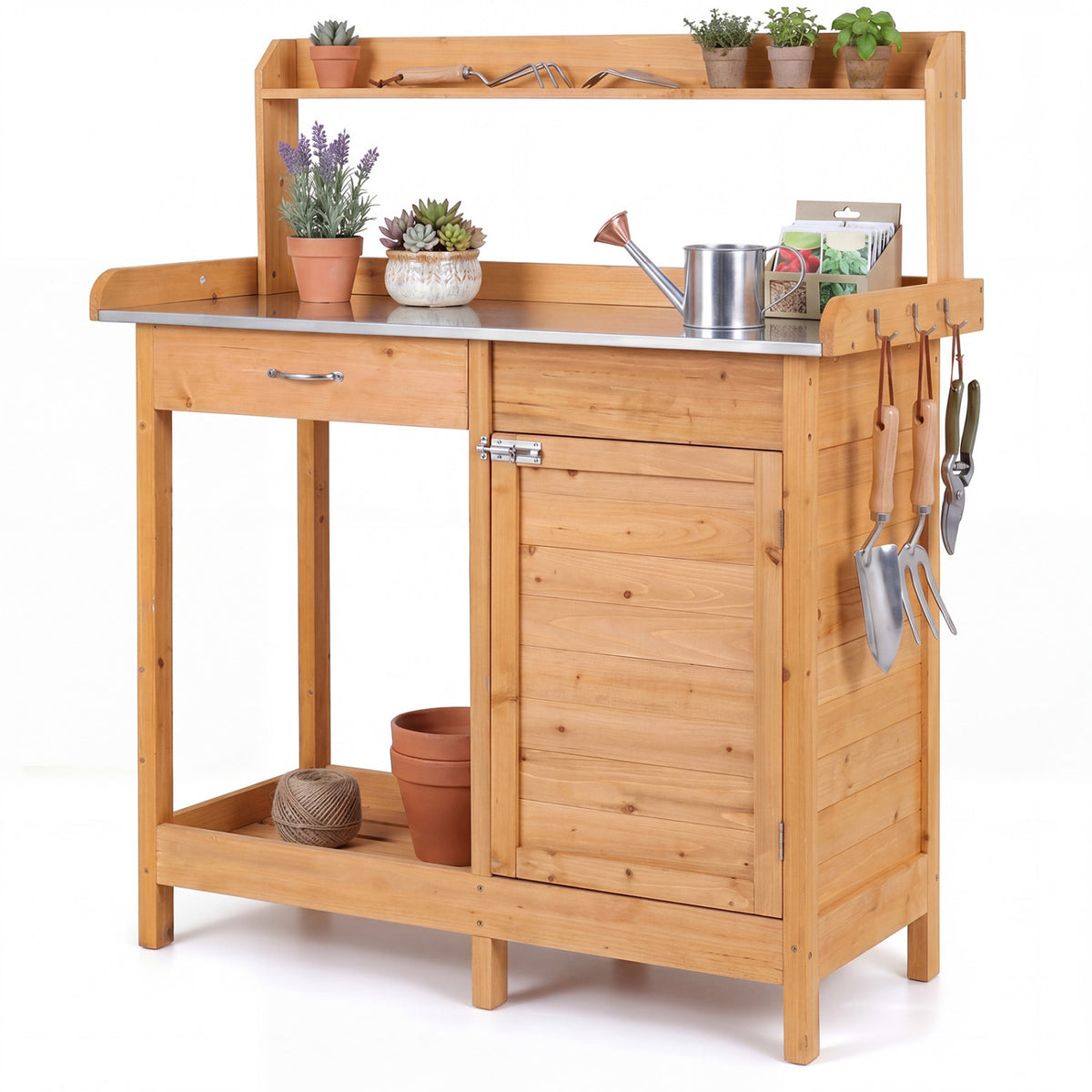 Outdoor Garden Wooden Work Station Potting Bench