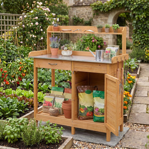 Outdoor Garden Wooden Work Station Potting Bench
