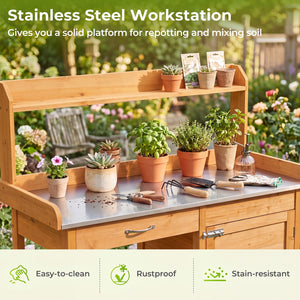 Outdoor Garden Wooden Work Station Potting Bench