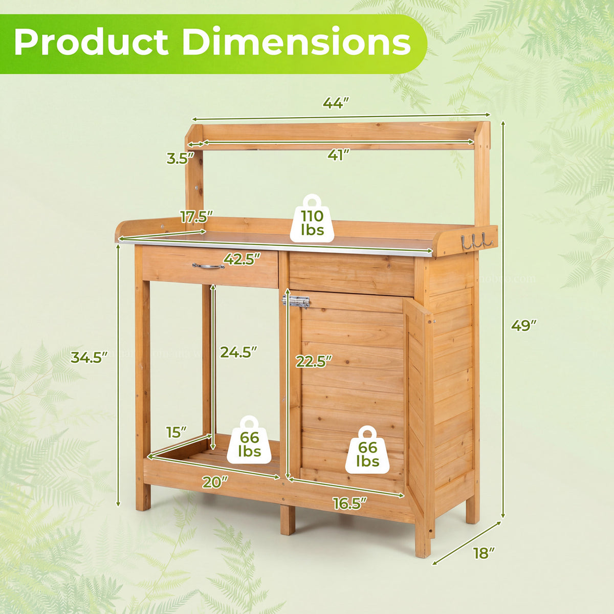 Outdoor Garden Wooden Work Station Potting Bench