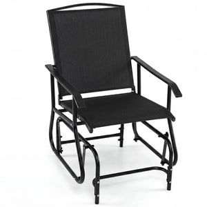 Outdoor Glider Chair with Metal Frame and Armrests-Black