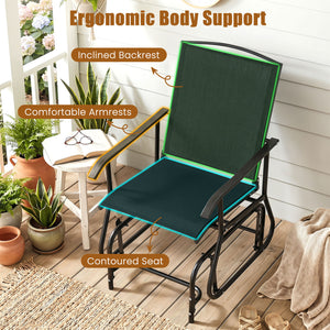 Outdoor Glider Chair with Metal Frame and Armrests-Black