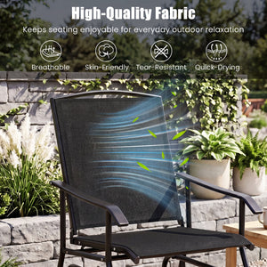 Outdoor Glider Chair with Metal Frame and Armrests-Black