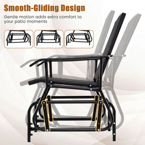 Outdoor Glider Chair with Metal Frame and Armrests-Black