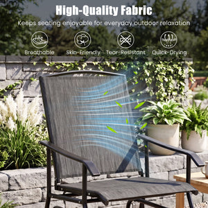 Outdoor Glider Chair with Metal Frame and Armrests-Gray