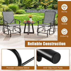 Outdoor Glider Chair with Metal Frame and Armrests-Gray