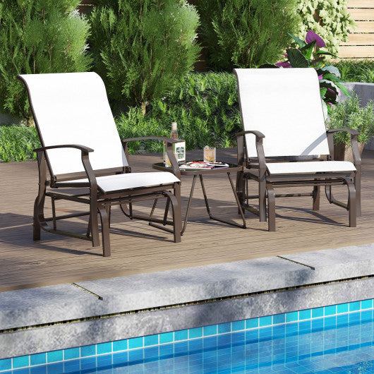Outdoor Glider Chairs Set of 2 with Ergonomic Backrest and Seat-Beige