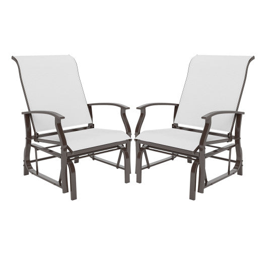 Outdoor Glider Chairs Set of 2 with Ergonomic Backrest and Seat-Beige