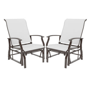 Outdoor Glider Chairs Set of 2 with Ergonomic Backrest and Seat-Beige