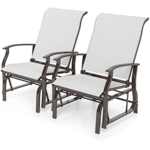Outdoor Glider Chairs Set of 2 with Ergonomic Backrest and Seat-Beige