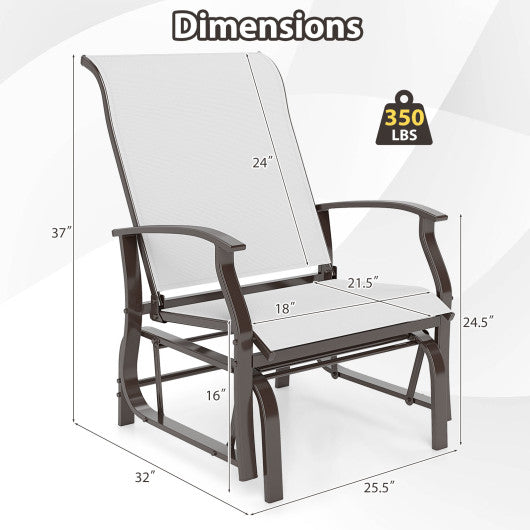 Outdoor Glider Chairs Set of 2 with Ergonomic Backrest and Seat-Beige