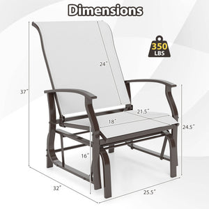 Outdoor Glider Chairs Set of 2 with Ergonomic Backrest and Seat-Beige