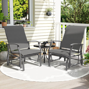 Outdoor Glider Chairs Set of 2 with Ergonomic Backrest and Seat-Gray
