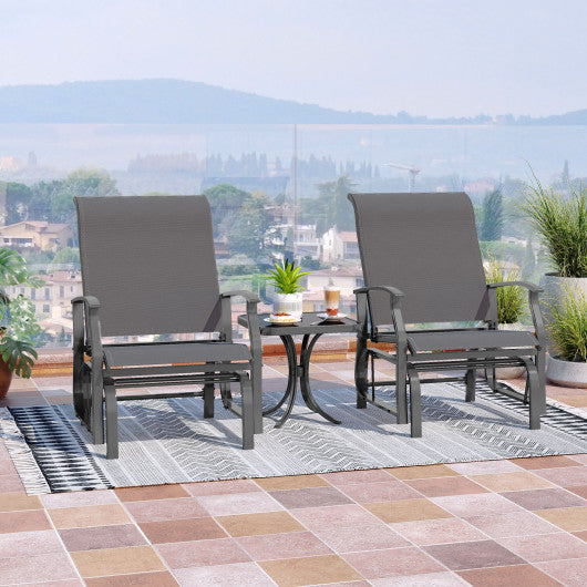 Outdoor Glider Chairs Set of 2 with Ergonomic Backrest and Seat-Gray