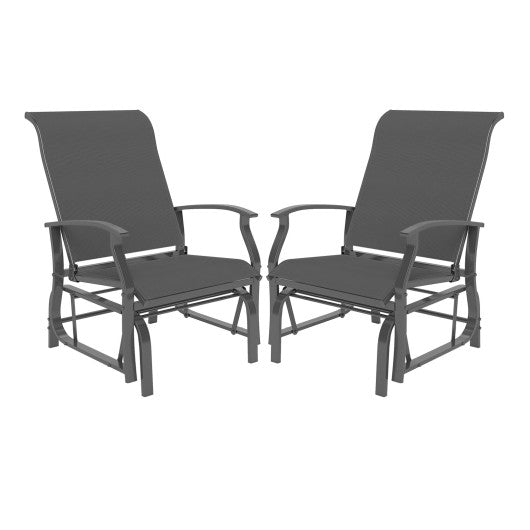 Outdoor Glider Chairs Set of 2 with Ergonomic Backrest and Seat-Gray
