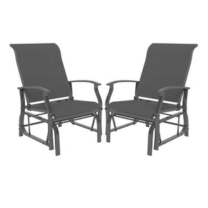 Outdoor Glider Chairs Set of 2 with Ergonomic Backrest and Seat-Gray