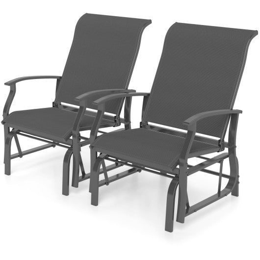 Outdoor Glider Chairs Set of 2 with Ergonomic Backrest and Seat-Gray
