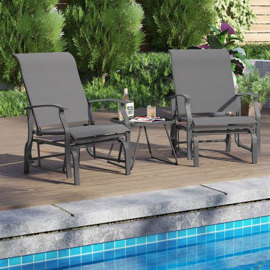 Outdoor Glider Chairs Set of 2 with Ergonomic Backrest and Seat-Gray