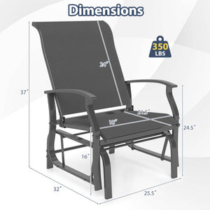 Outdoor Glider Chairs Set of 2 with Ergonomic Backrest and Seat-Gray