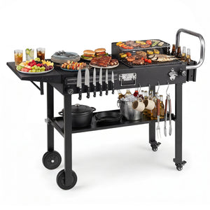 Outdoor Grill Cart  Foldable Grilling Table for Blackstone Griddle with 31â€ x 17â€ Tabletop