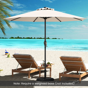 Outdoor Heavy Duty Market Umbrella with Crank Handle and 8 Sturdy Ribs-Beige