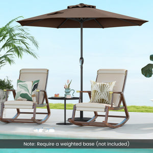 Outdoor Heavy Duty Market Umbrella with Crank Handle and 8 Sturdy Ribs-Brown