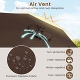 Outdoor Heavy Duty Market Umbrella with Crank Handle and 8 Sturdy Ribs-Brown