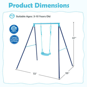 Outdoor Heavy Duty Metal Toddler Swing Set with Stand-Blue
