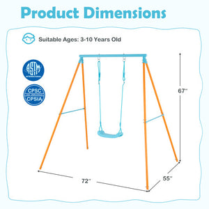 Outdoor Heavy Duty Metal Toddler Swing Set with Stand-Orange