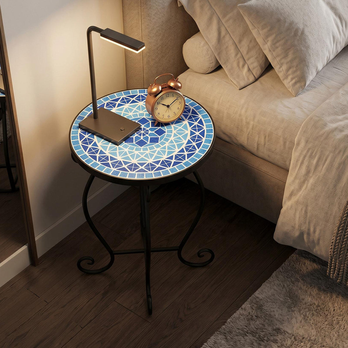 Outdoor Indoor Steel Accent Plant Stand Cobalt Table-Blue