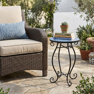 Outdoor Indoor Steel Accent Plant Stand Cobalt Table-Blue