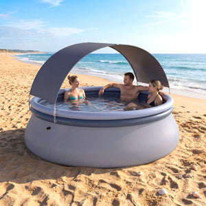 Outdoor Inflatable Pool with Sunshade Canopy-S