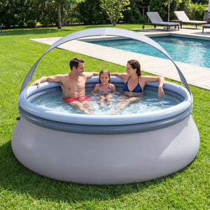 Outdoor Inflatable Pool with Sunshade Canopy-S