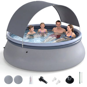 Outdoor Inflatable Pool with Sunshade Canopy-M