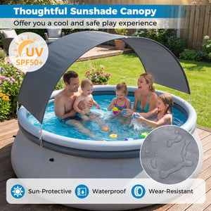 Outdoor Inflatable Pool with Sunshade Canopy-M