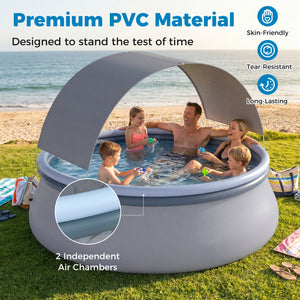 Outdoor Inflatable Pool with Sunshade Canopy-M
