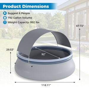 Outdoor Inflatable Pool with Sunshade Canopy-M