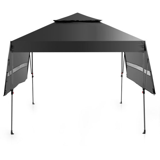 10 x 17.6 Feet Outdoor Instant Pop-up Canopy Tent with Dual Half Awnings-Black