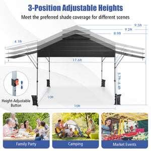 10 x 17.6 Feet Outdoor Instant Pop-up Canopy Tent with Dual Half Awnings-Black by DirectDeals