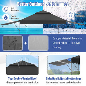 10 x 17.6 Feet Outdoor Instant Pop-up Canopy Tent with Dual Half Awnings-Black