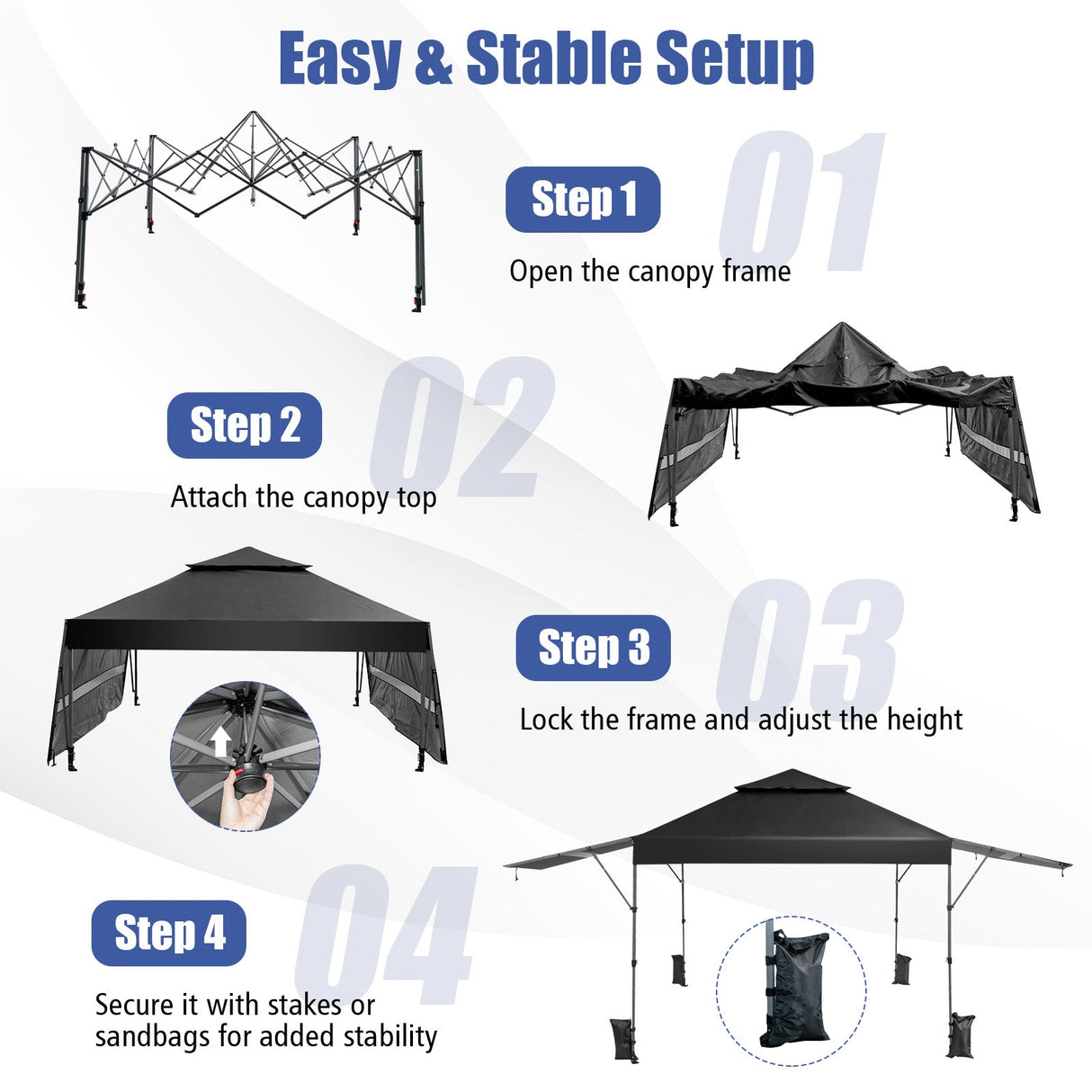 10 x 17.6 Feet Outdoor Instant Pop-up Canopy Tent with Dual Half Awnings-Black by DirectDeals
